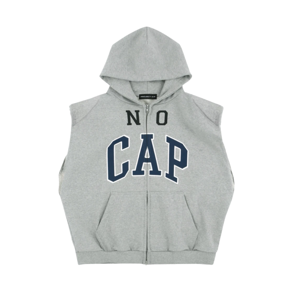 PROJECT G/R BOXY SLEEVELESS ZIP HOODIE GREY