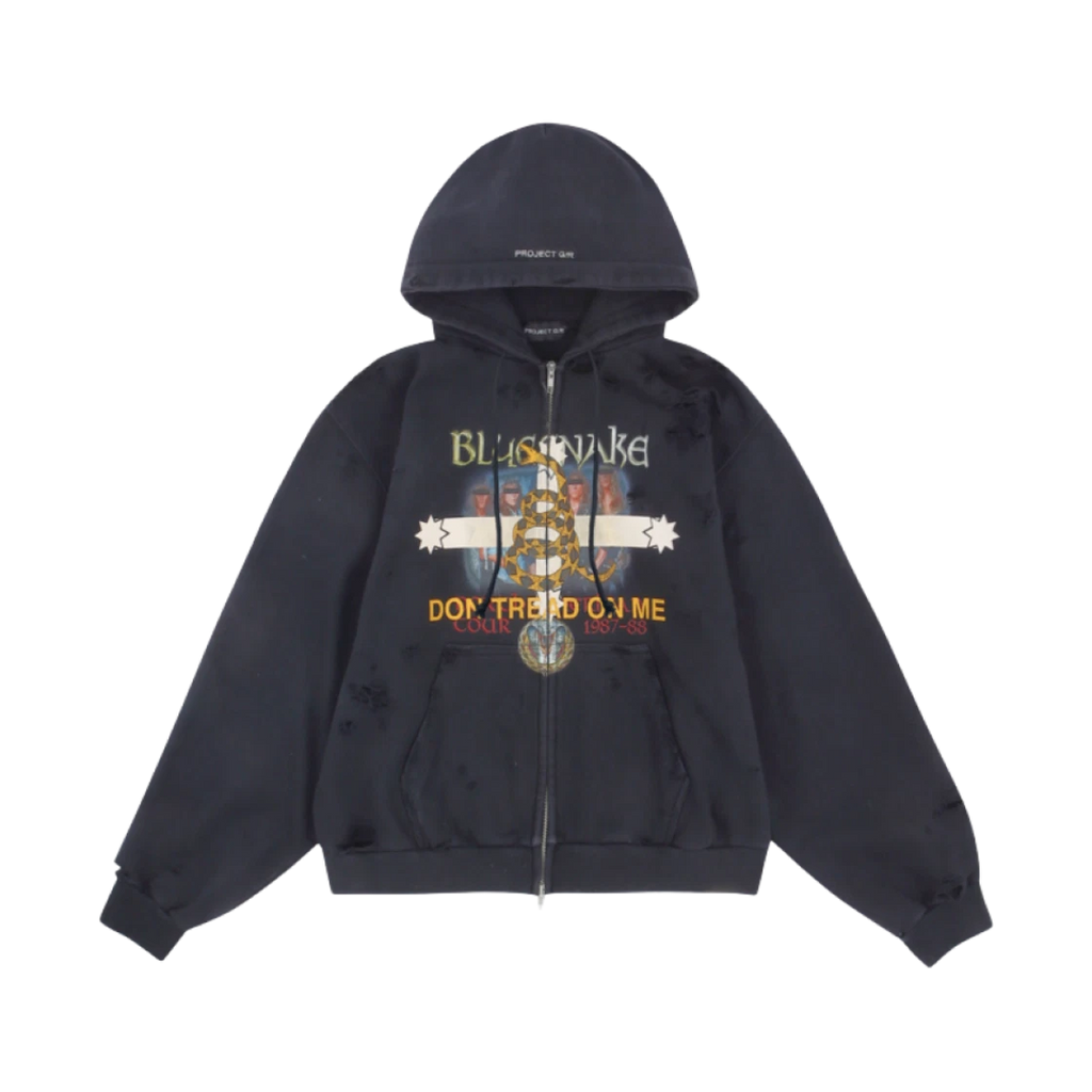 PROJECT G/R BLUESNAKE WASHED ZIP HOODIE BLACK
