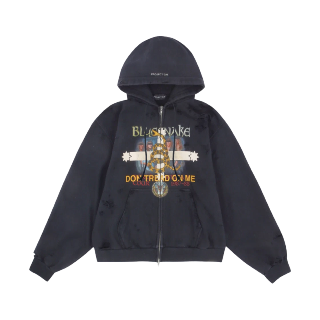 PROJECT G/R BLUESNAKE WASHED ZIP HOODIE BLACK