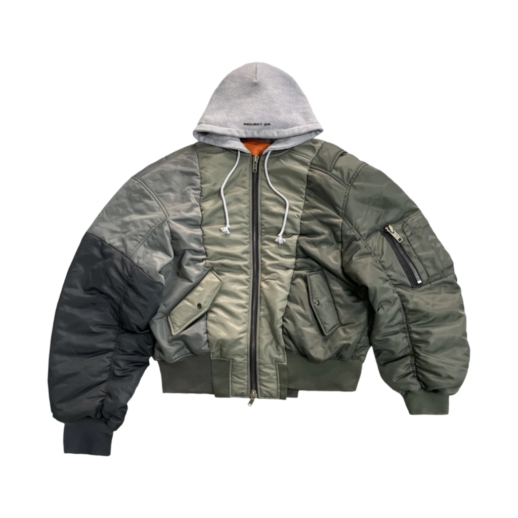 PROJECT G/R UNBALANCED REWORKED BOMBER JACKET KHAKI
