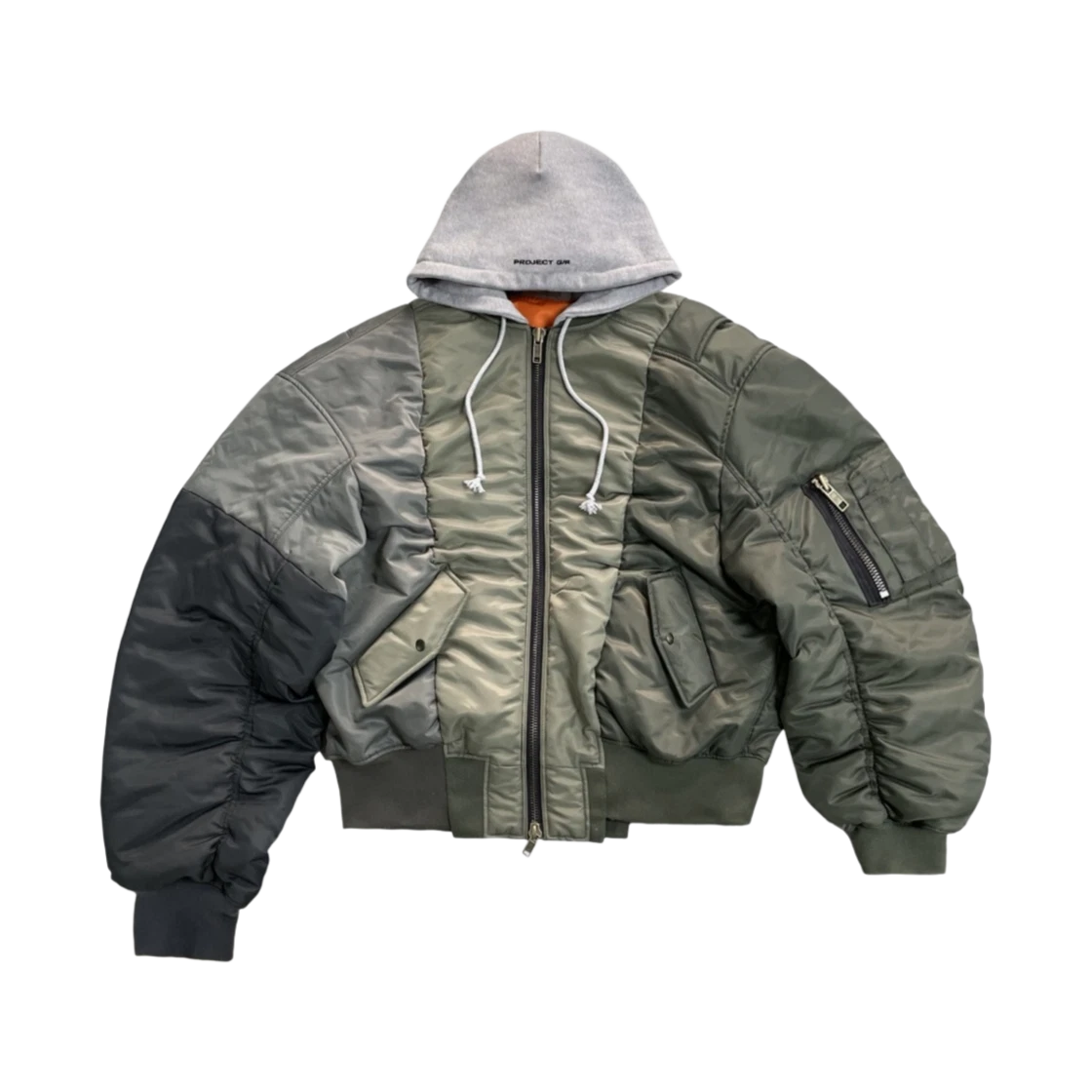 PROJECT G/R UNBALANCED REWORKED BOMBER JACKET KHAKI