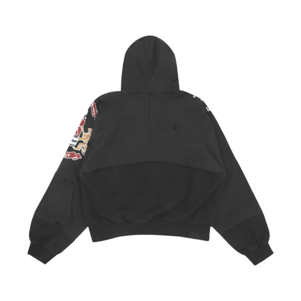 PROJECT G/R RECONSTRUCTED FOLDED ZIP HOODIE BLACK