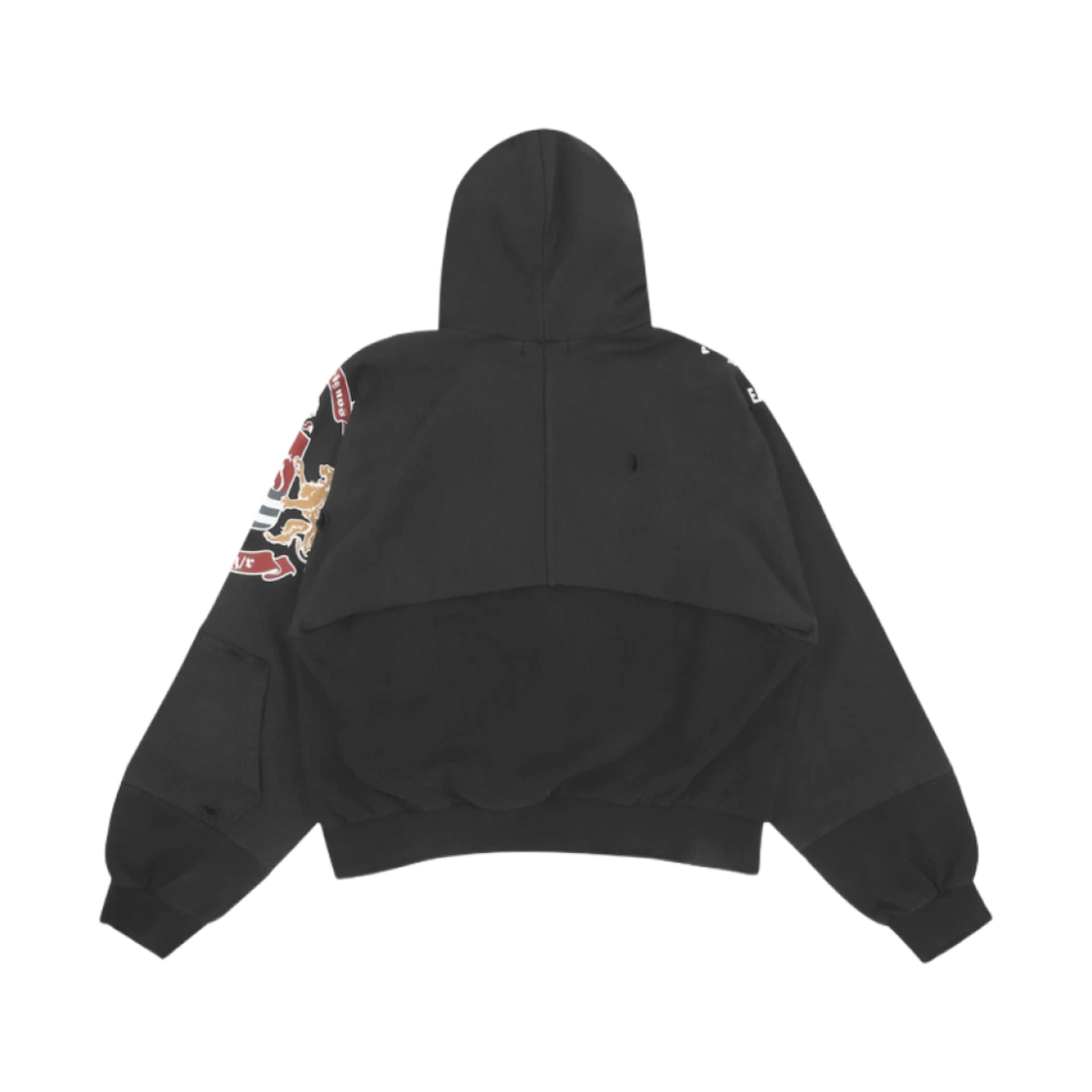 PROJECT G/R RECONSTRUCTED FOLDED ZIP HOODIE BLACK