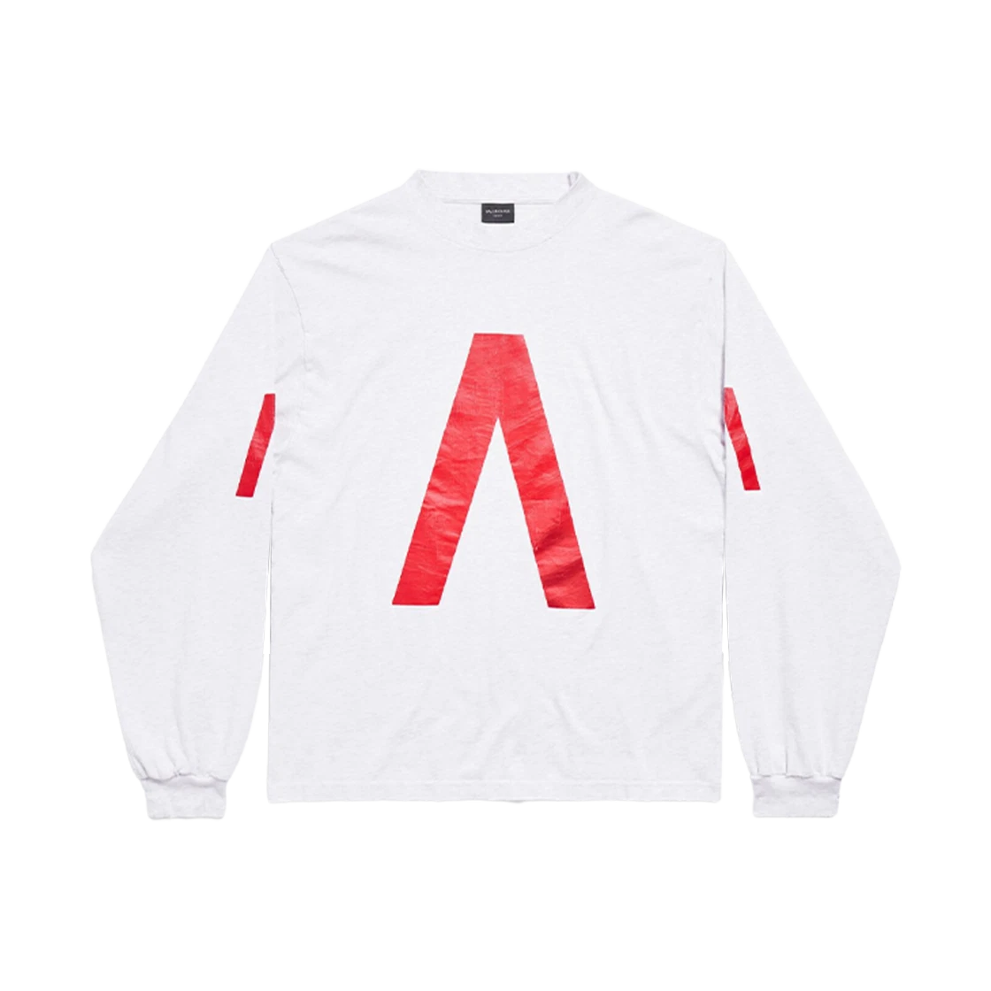 BALENCIAGA MUSIC ARCHIVE SERIES CONNECTED LONG SLEEVE T-SHIRT MEDIUM FIT LIGHT GREY RED