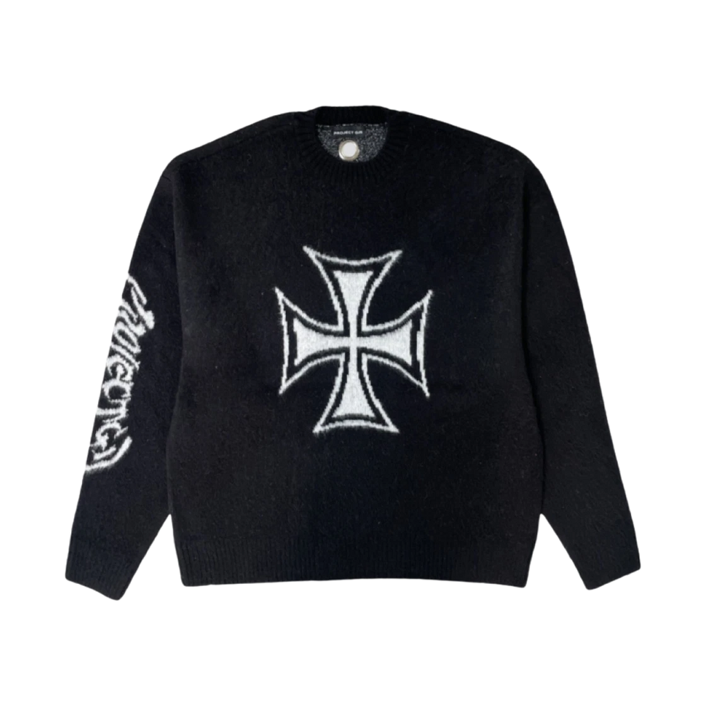 PROJECT G/R IRON CROSS MOHAIR KNIT PULLOVER BLACK