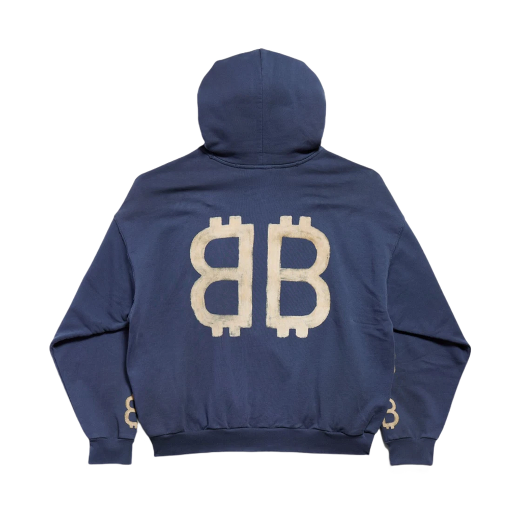 BALENCIAGA CRYPTO HOODIE MEDIUM FIT BLUE