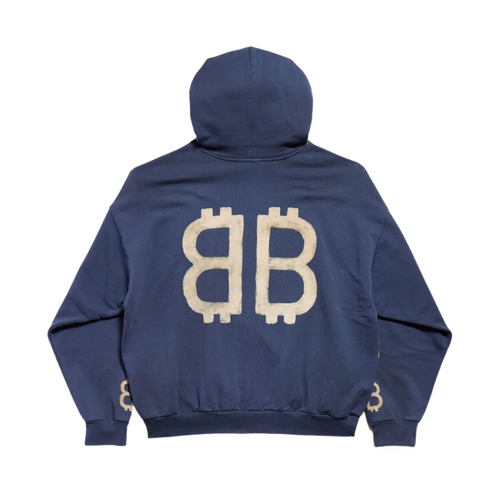BALENCIAGA CRYPTO HOODIE MEDIUM FIT BLUE