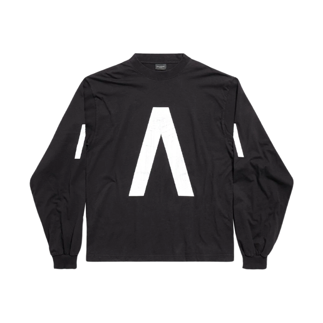 BALENCIAGA MUSIC ARCHIVE SERIES CONNECTED LONG SLEEVE T-SHIRT MEDIUM FIT BLACK WHITE