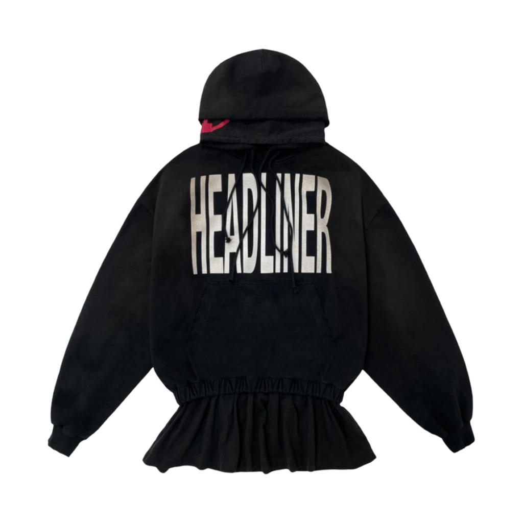 PROJECT G/R HEADLINER DOUBLE LAYERED HOODIE BLACK