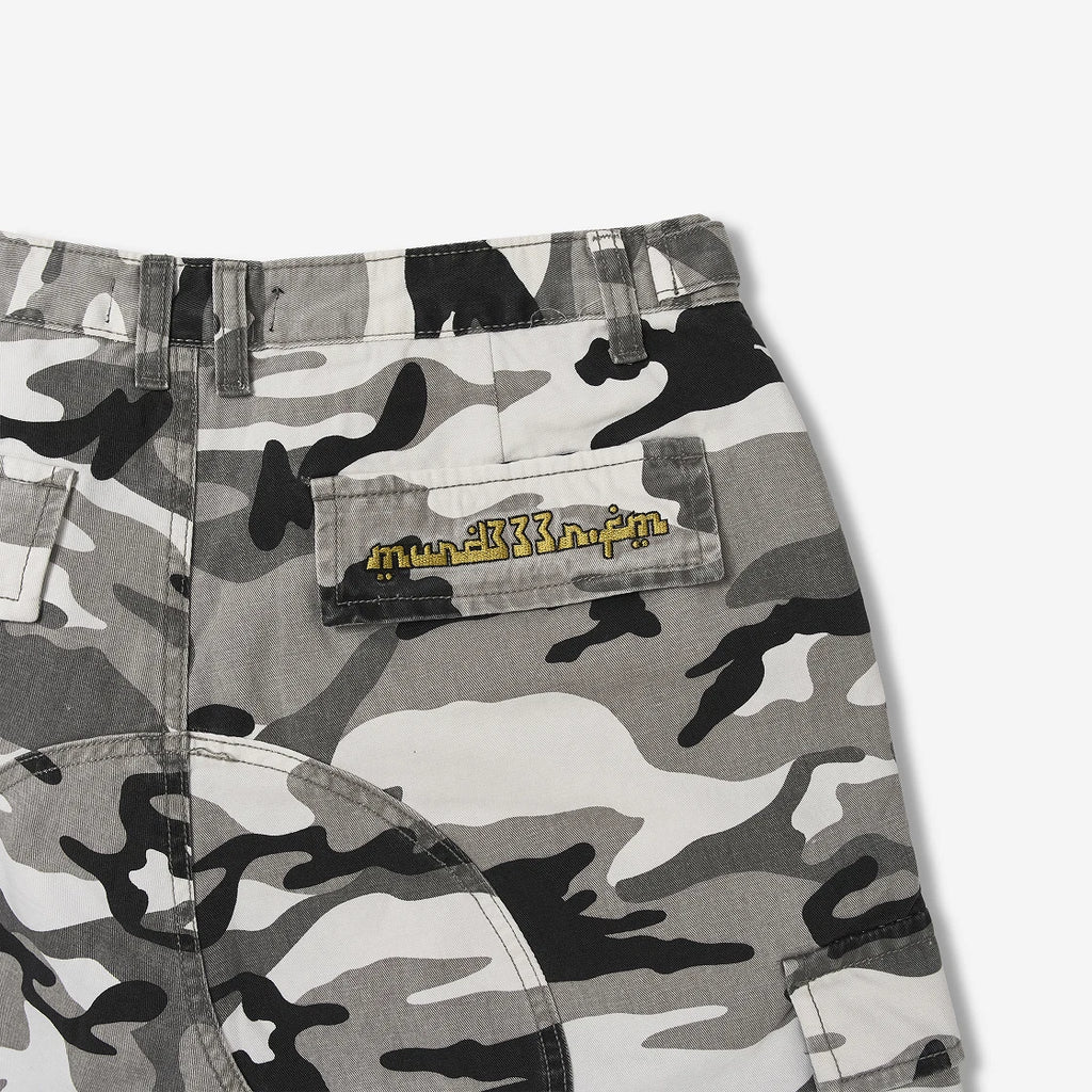 PROJECT G/R X MFM333 LAYERED SKIRT CAMO CARGO SHORTS MULTI CAMO
