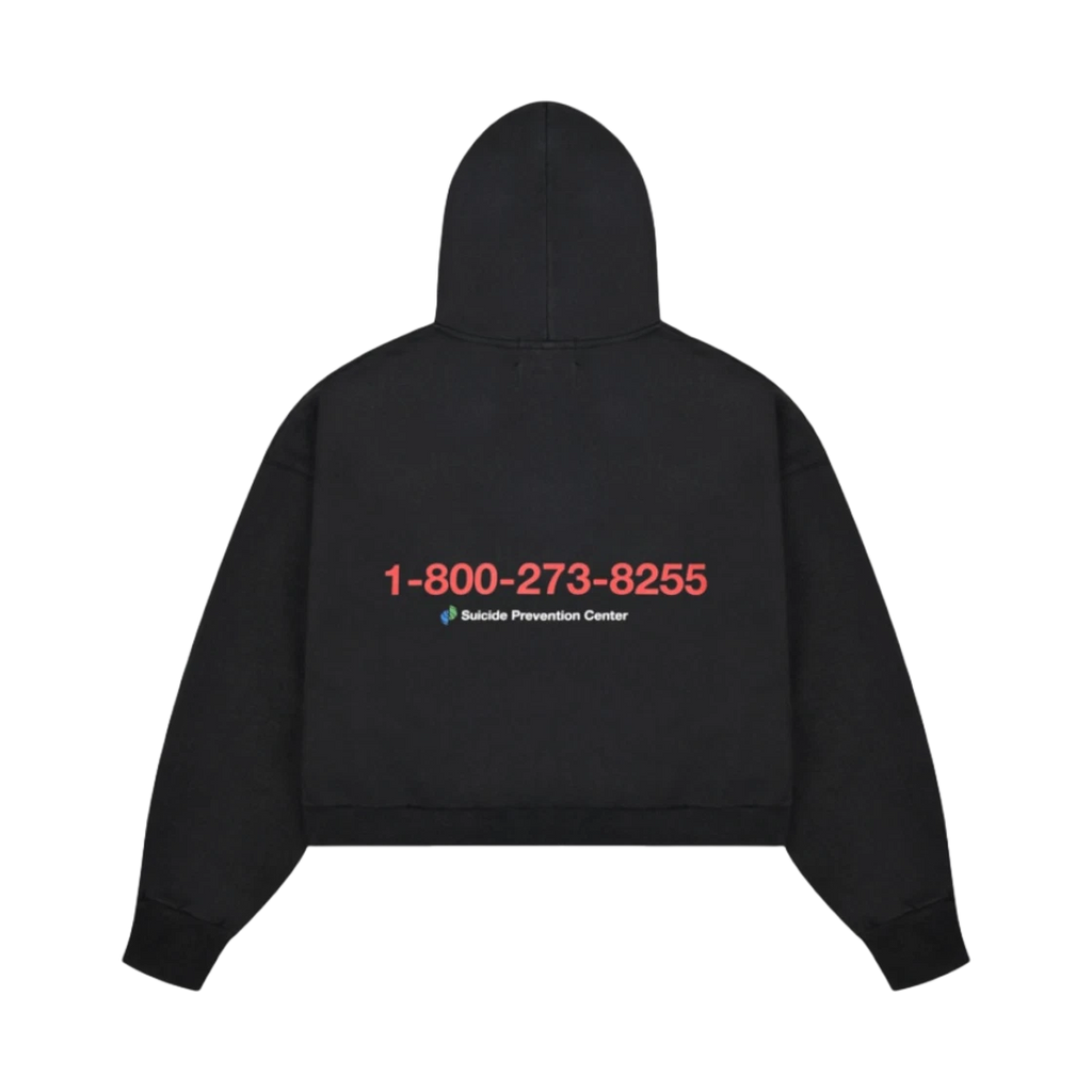 PROJECT G/R SPC CROPPED DISTRESSED ZIP HOODIE WASHED BLACK