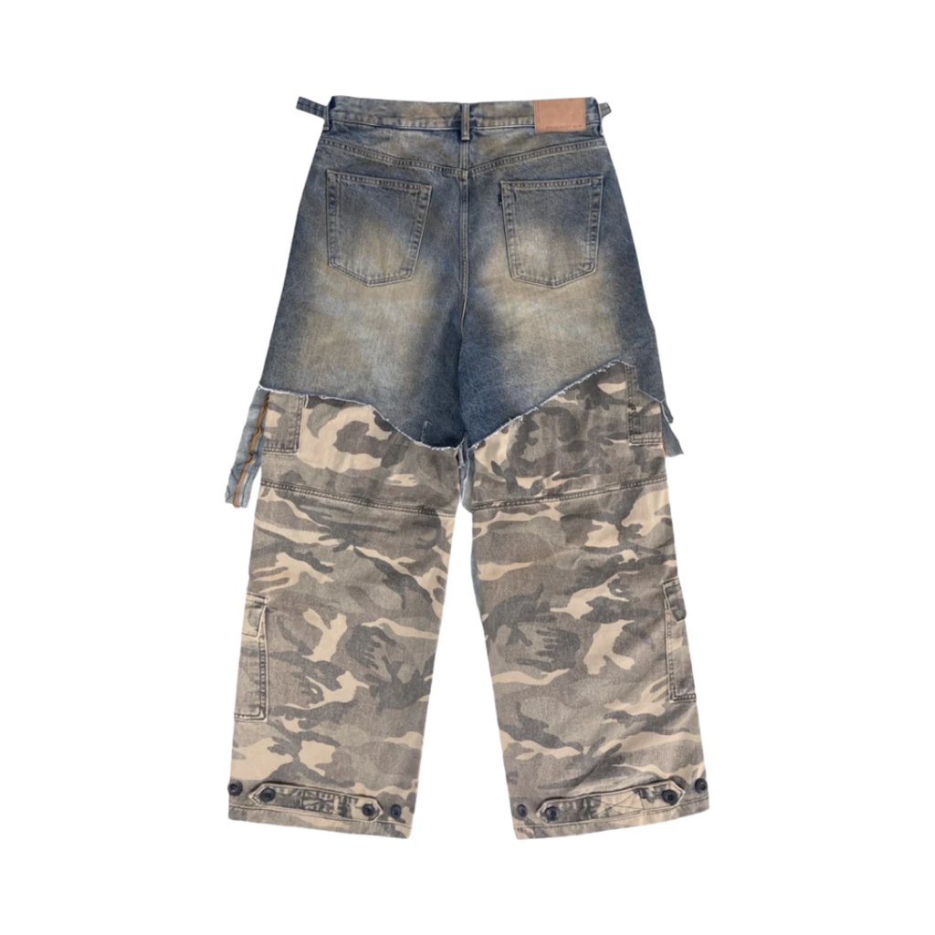 PROJECT G/R LAYERED CARGO DENIM PANTS BLUE CAMO