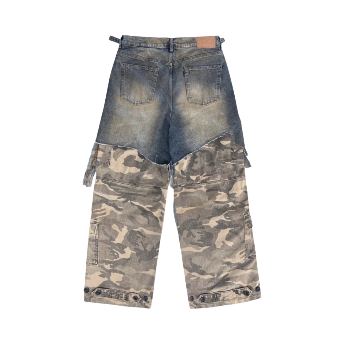 PROJECT G/R LAYERED CARGO DENIM PANTS BLUE CAMO