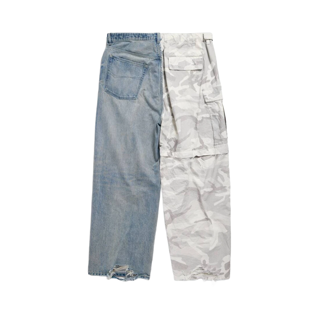 BALENCIAGA GRAYSCALE CAMO HYBRID BAGGY PANTS LIGHT BLUE