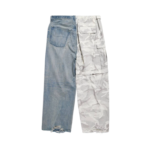 BALENCIAGA GRAYSCALE CAMO HYBRID BAGGY PANTS LIGHT BLUE