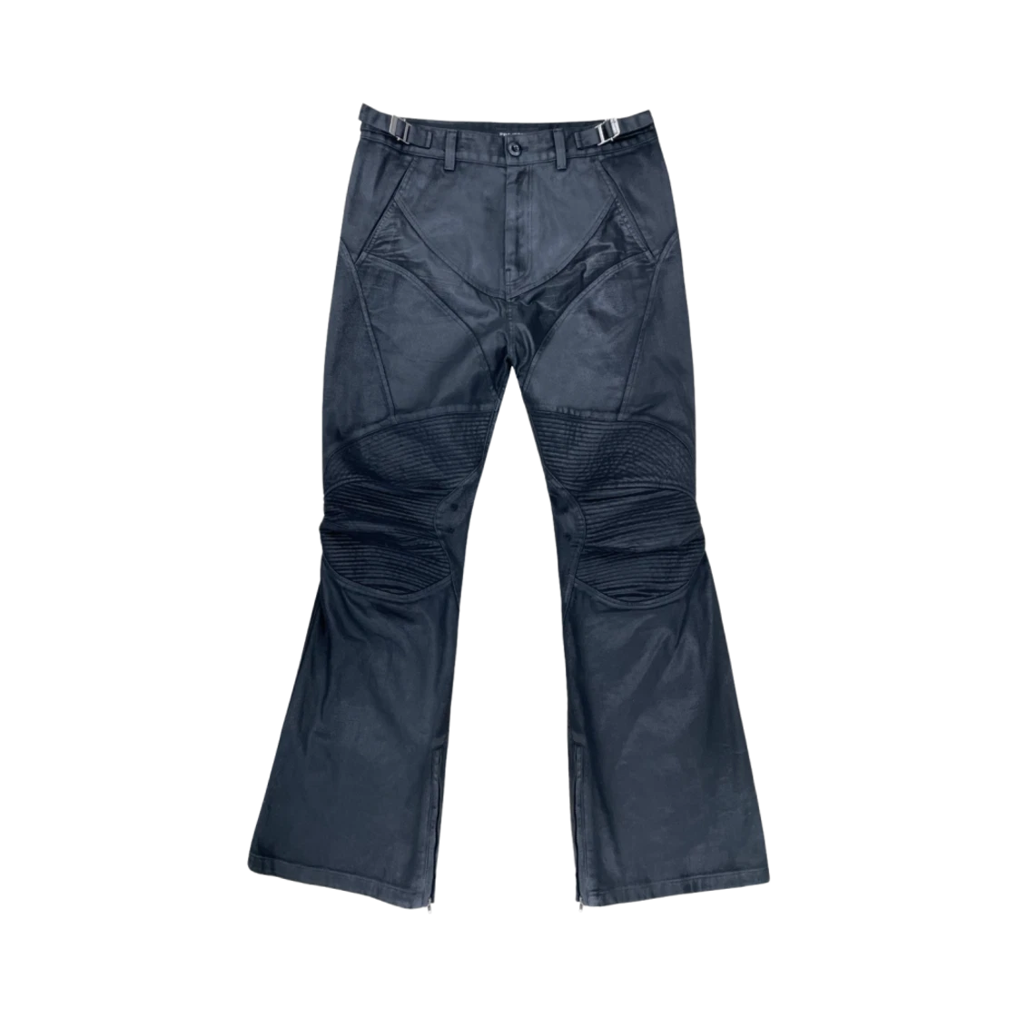 PROJECT G/R COATED BIKER ARMOURED FLARE PANTS BLACK