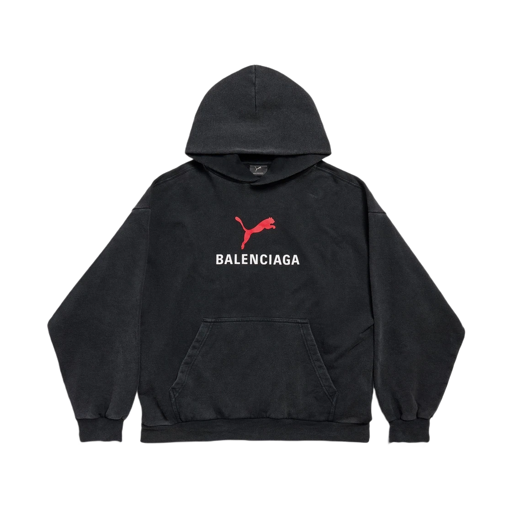 BALENCIAGA X PUMA HOODIE MEDIUM FIT BLACK FADED