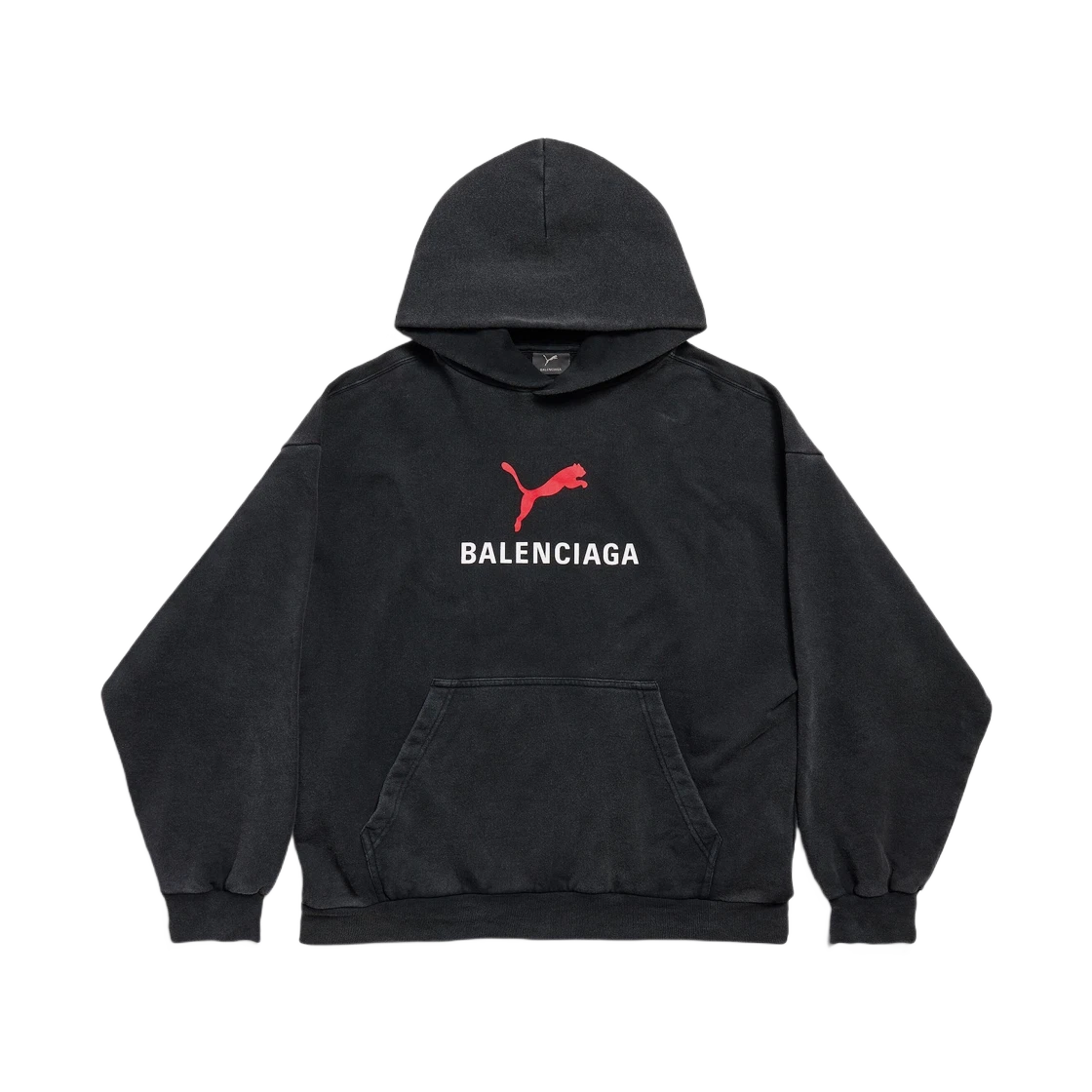 BALENCIAGA X PUMA HOODIE MEDIUM FIT BLACK FADED
