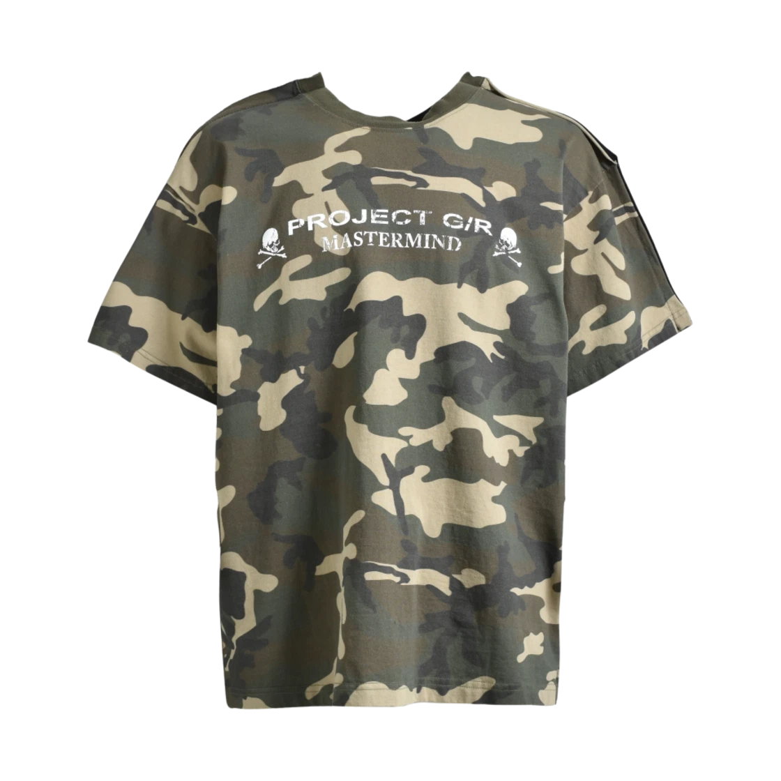 PROJECT G/R X MASTERMIND TWO FACED OUTSEAM T-SHIRT BLACK CAMO