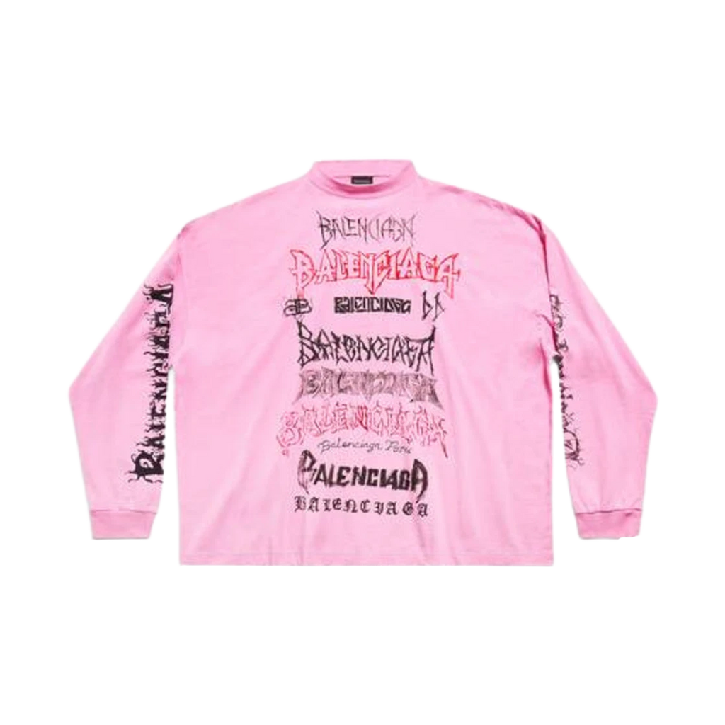 BALENCIAGA DIY METAL LONG SLEEVE T-SHIRT MEDIUM FIT IN PINK BLACK RED