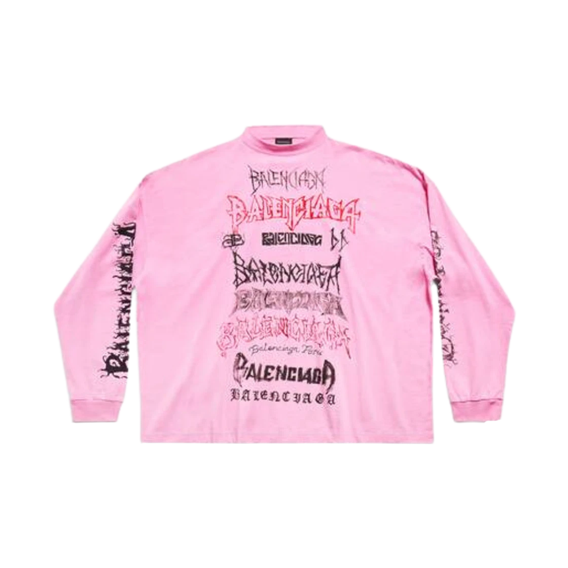 BALENCIAGA DIY METAL LONG SLEEVE T-SHIRT MEDIUM FIT IN PINK BLACK RED