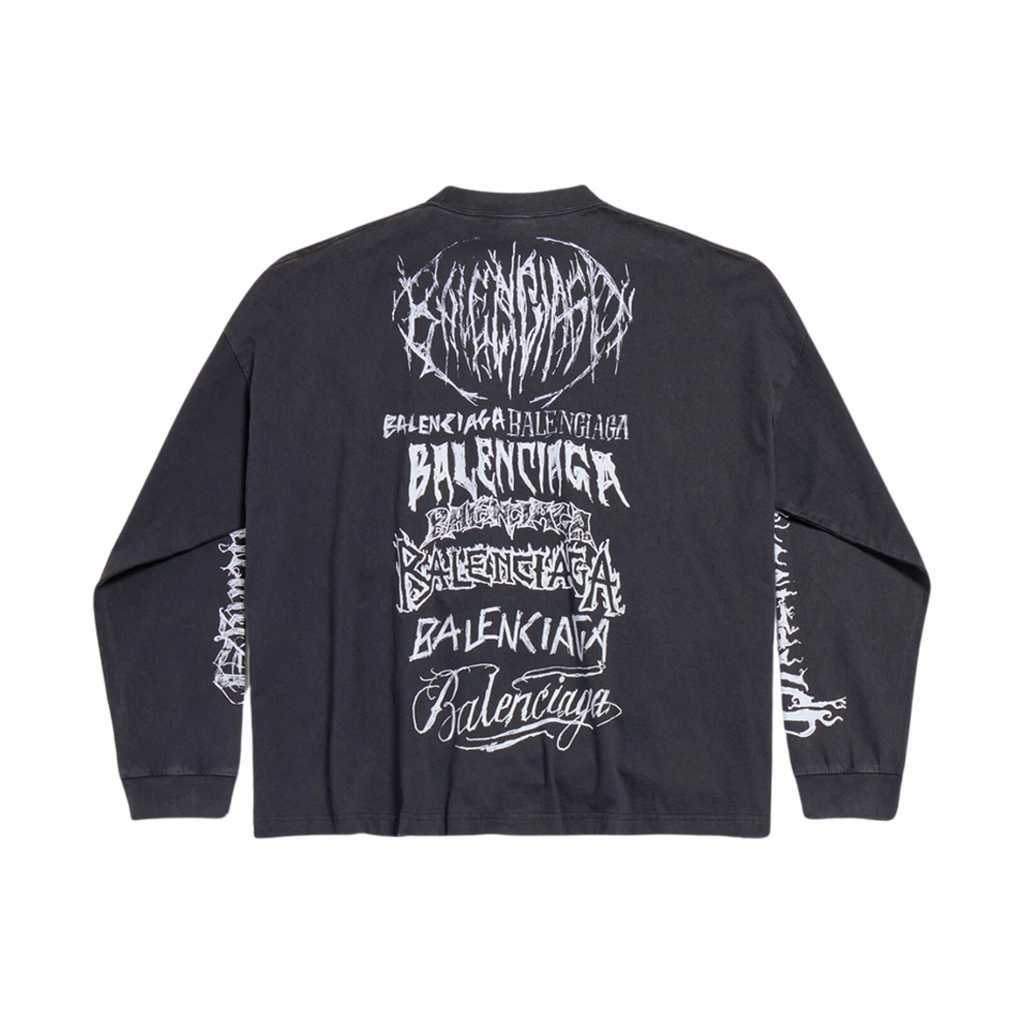 BALENCIAGA DIY METAL LONG SLEEVE T-SHIRT MEDIUM FIT IN BLACK WHITE
