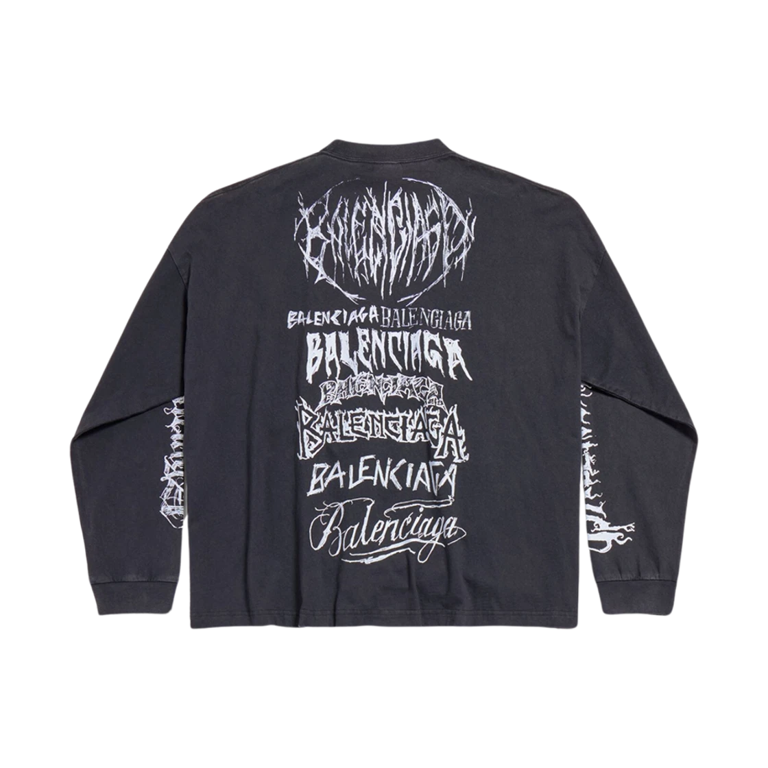 BALENCIAGA DIY METAL LONG SLEEVE T-SHIRT MEDIUM FIT IN BLACK WHITE