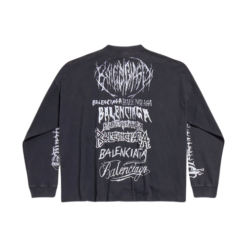 BALENCIAGA DIY METAL LONG SLEEVE T-SHIRT MEDIUM FIT IN BLACK WHITE