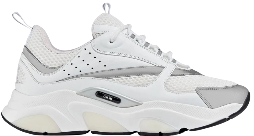 DIOR B22 SNEAKERS TECHNICAL MESH AND SILVER CALFSKIN WHITE
