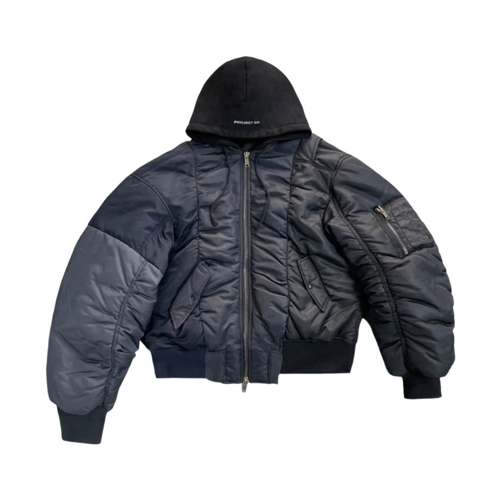 PROJECT G/R UNBALANCED REWORKED BOMBER JACKET BLACK