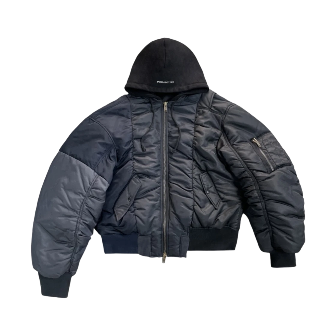PROJECT G/R UNBALANCED REWORKED BOMBER JACKET BLACK