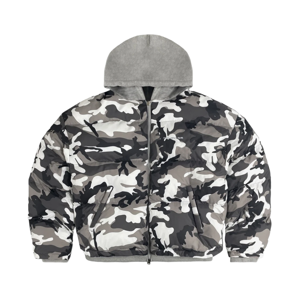 PROJECT G/R REVERSIBLE HOODED PUFFER JACKET GREY