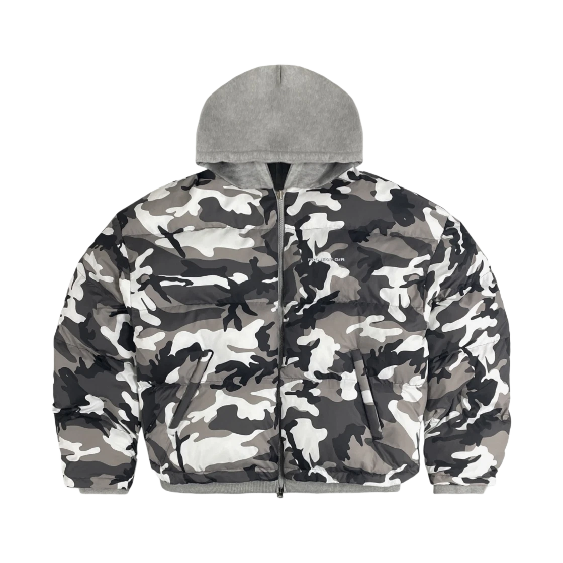 PROJECT G/R REVERSIBLE HOODED PUFFER JACKET GREY