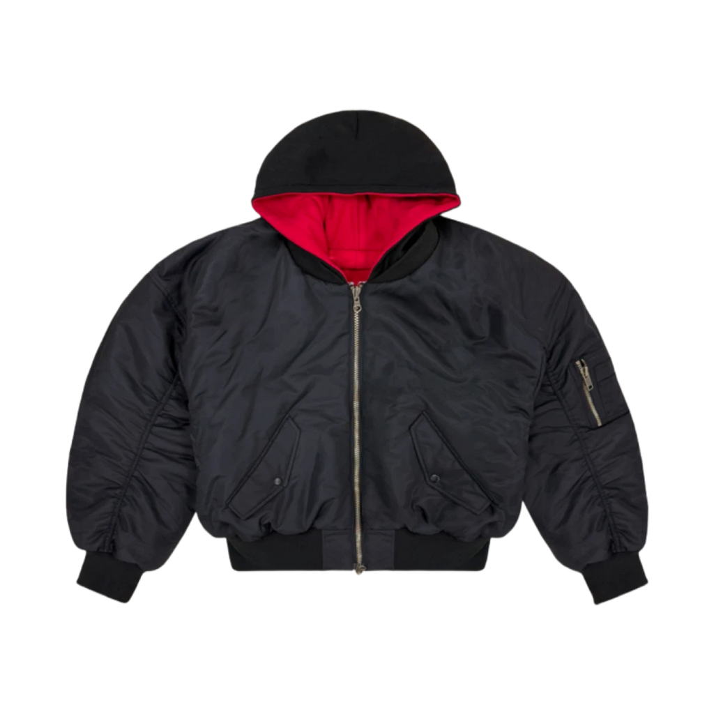 PROJECT G/R REVERSIBLE HOODIE MA-1 JACKET BLACK RED