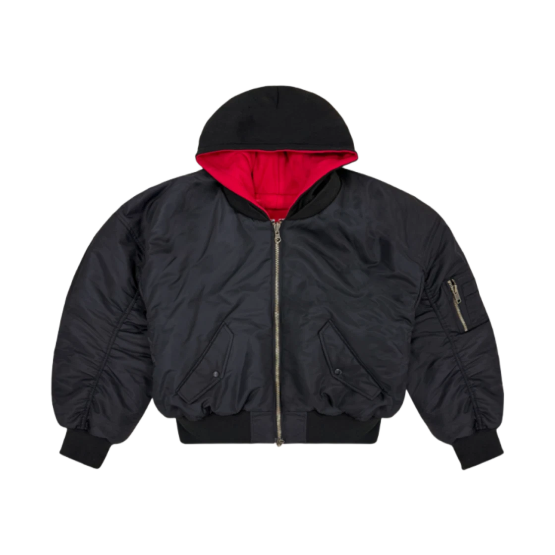 PROJECT G/R REVERSIBLE HOODIE MA-1 JACKET BLACK RED