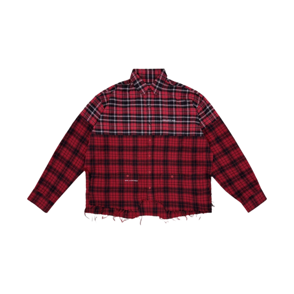 PROJECT G/R UPSIDE-DOWN CHECKED SHIRTS RED