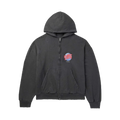 BALENCIAGA PLANET EARTH REGULAR FIT ZIP-UP HOODIE BLACK