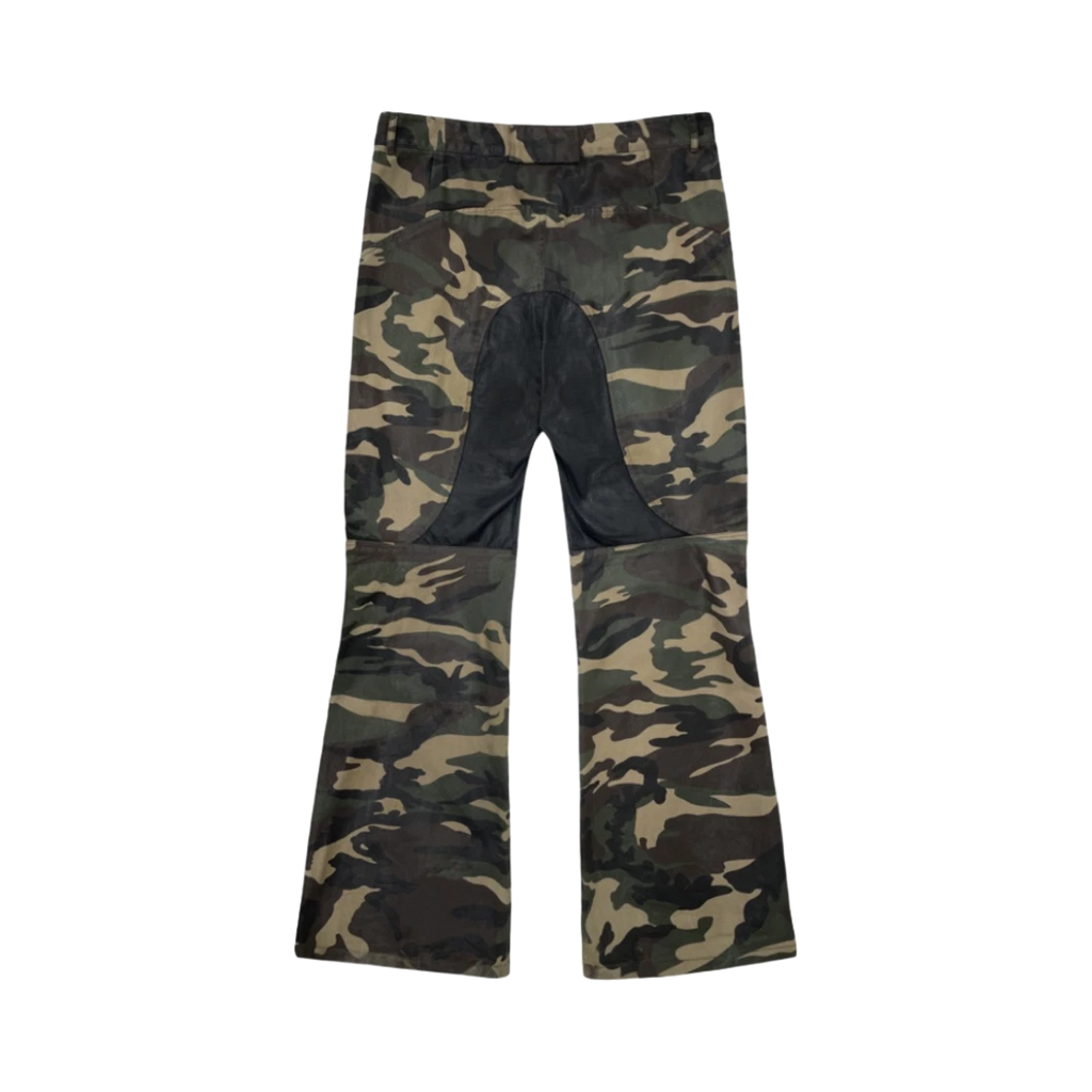 PROJECT G/R COATED BIKER ARMOURED FLARE PANTS CAMO