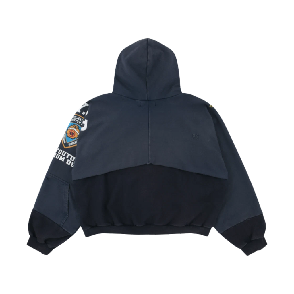 PROJECT G/R RECONSTRUCTED FOLDED ZIP HOODIE NAVY