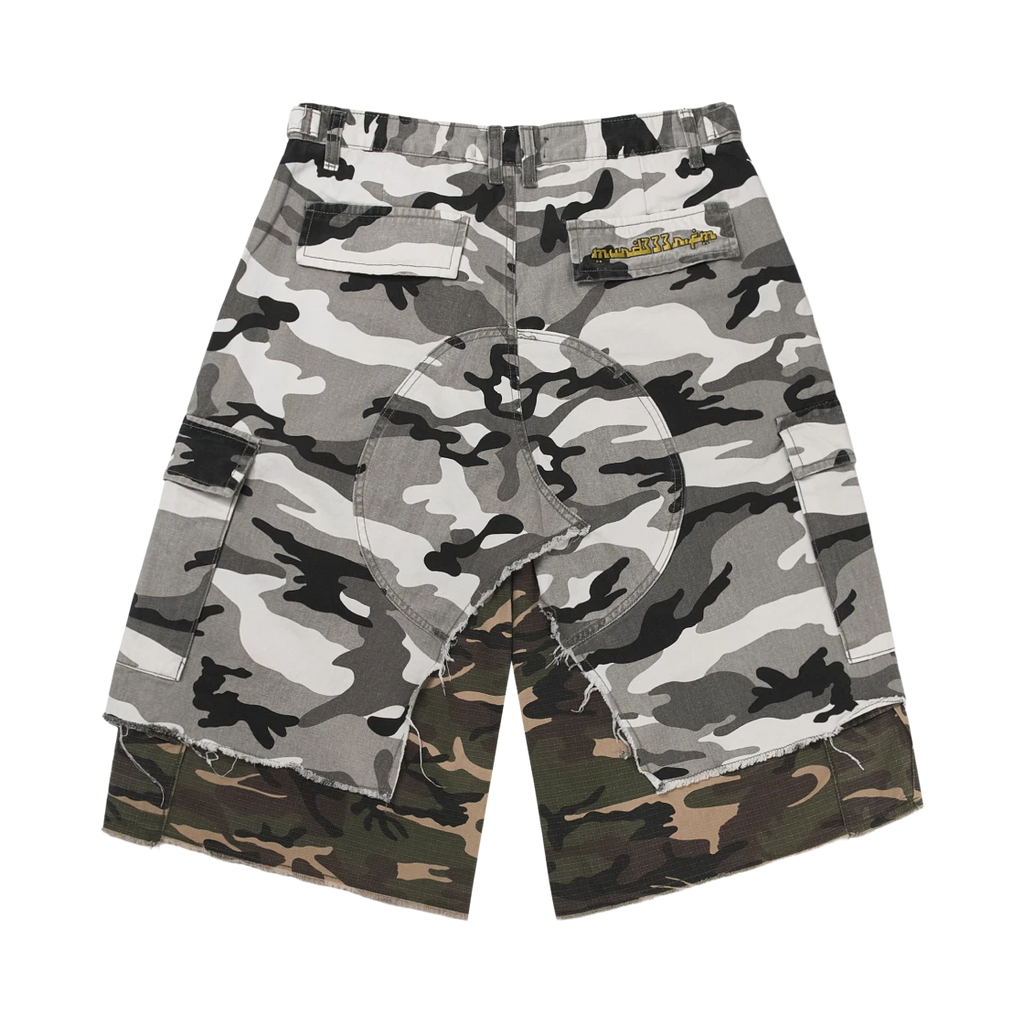 PROJECT G/R X MFM333 LAYERED SKIRT CAMO CARGO SHORTS MULTI CAMO