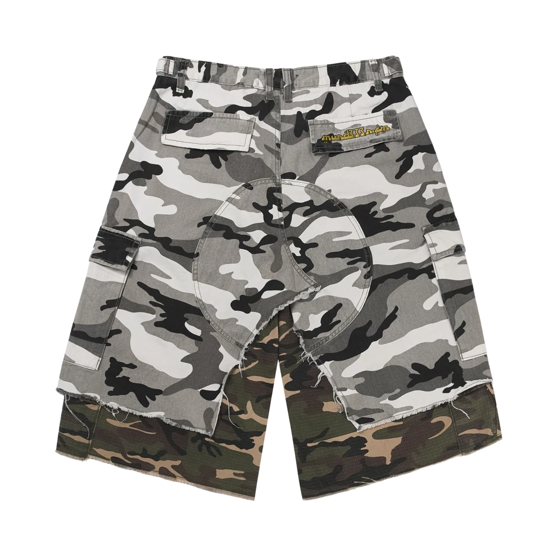 PROJECT G/R X MFM333 LAYERED SKIRT CAMO CARGO SHORTS MULTI CAMO