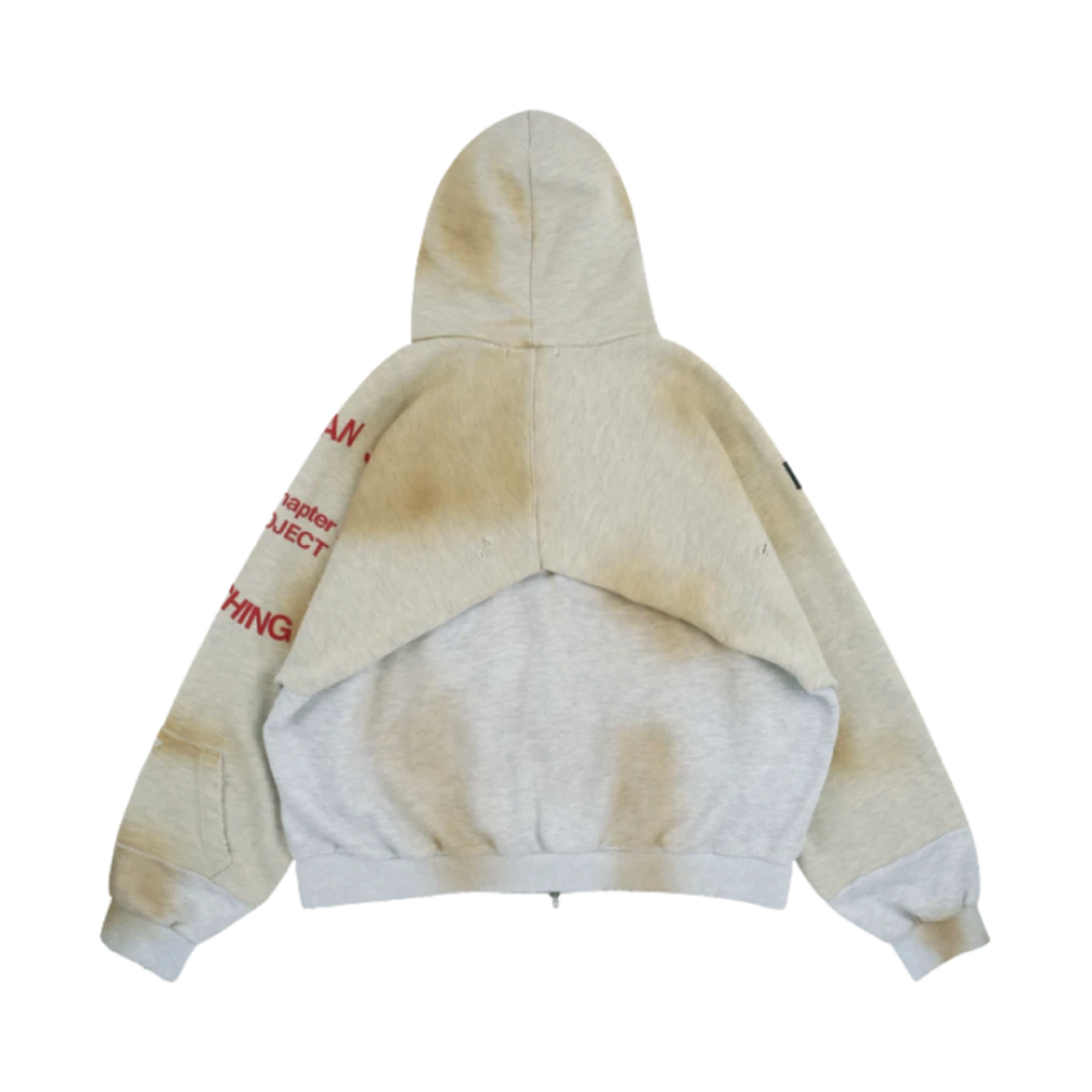 PROJECT G/R RECONSTRUCTED FOLDED ZIP HOODIE DIRTY MELANGE