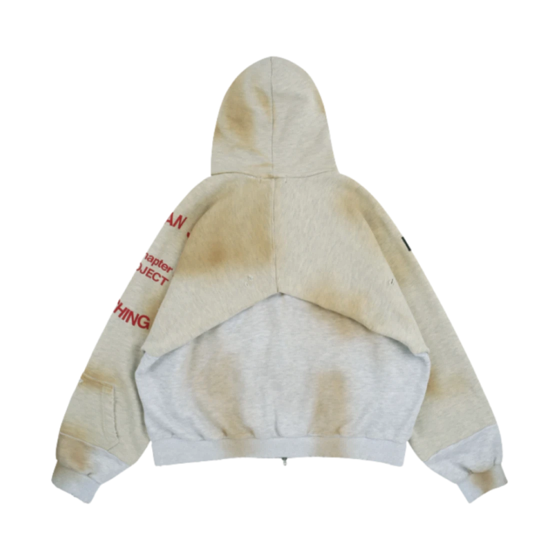 PROJECT G/R RECONSTRUCTED FOLDED ZIP HOODIE DIRTY MELANGE