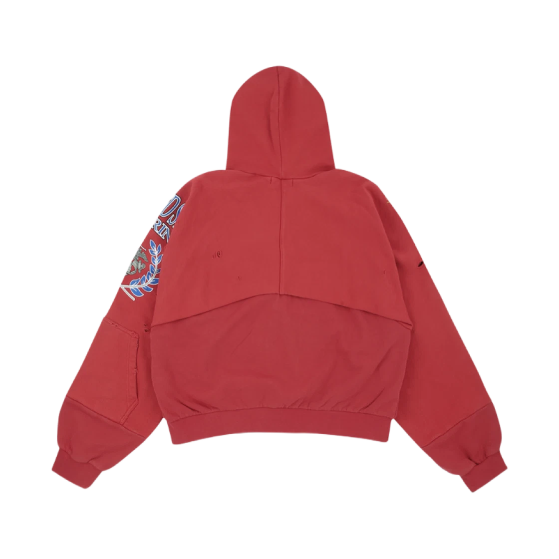 PROJECT G/R RECONSTRUCTED FOLDED ZIP HOODIE RED