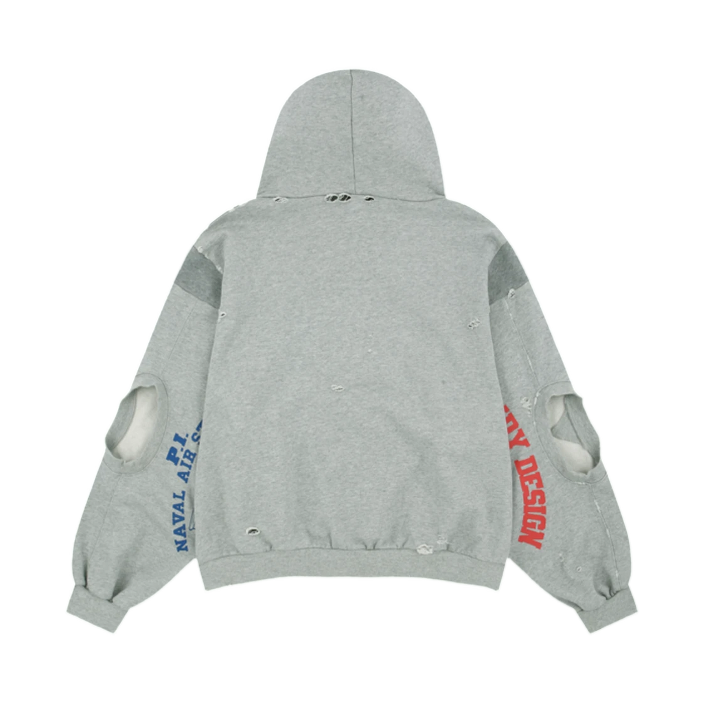 PROTOCOL INDEX X VANDY THE PINK RECONSTRUCTED SWEATSHIRTS ZIP HOODIE MELANGE GREY