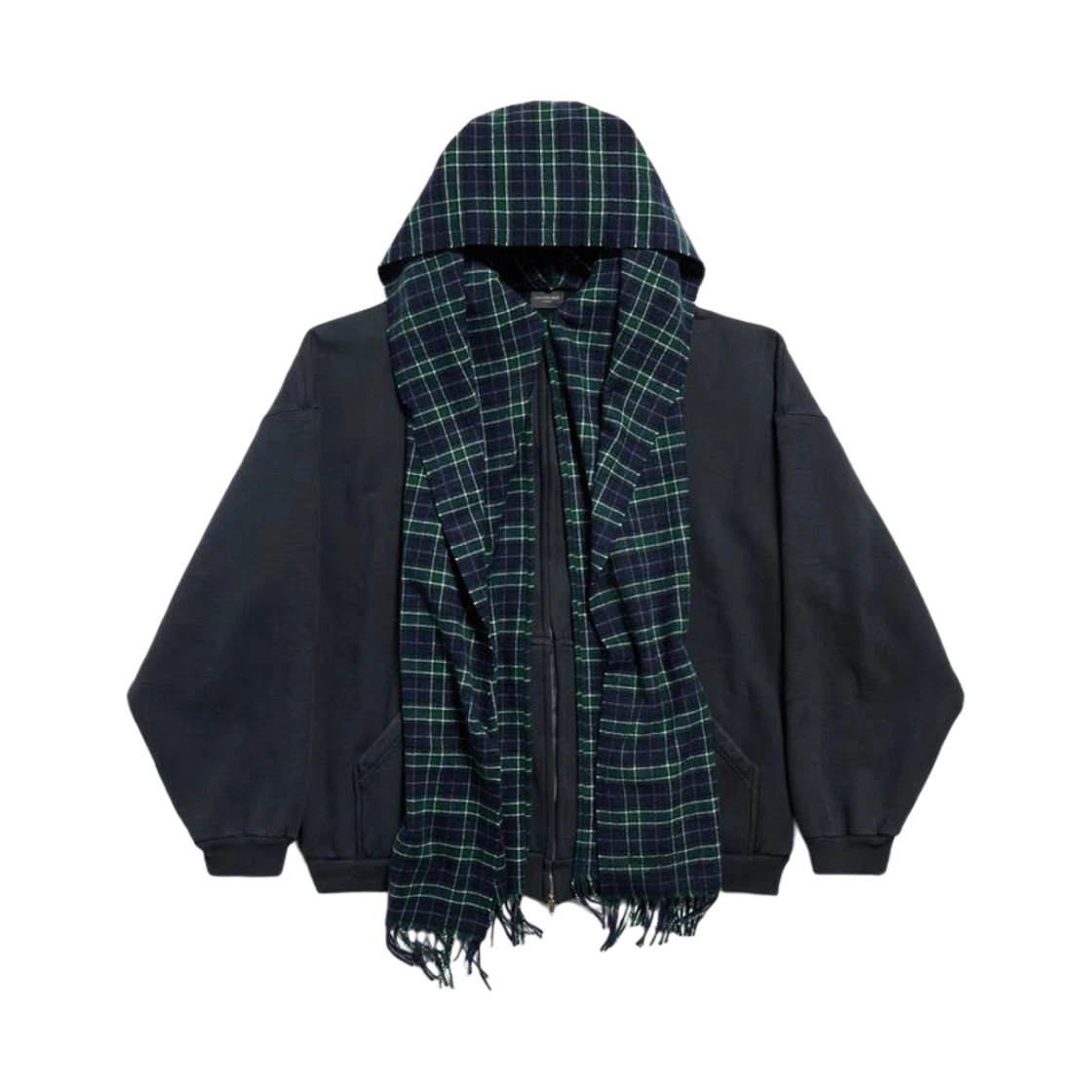 BALENCIAGA UNITY SPORTS ICON SCARF ZIP UP HOODIE OVERSIZED DARK BLUE