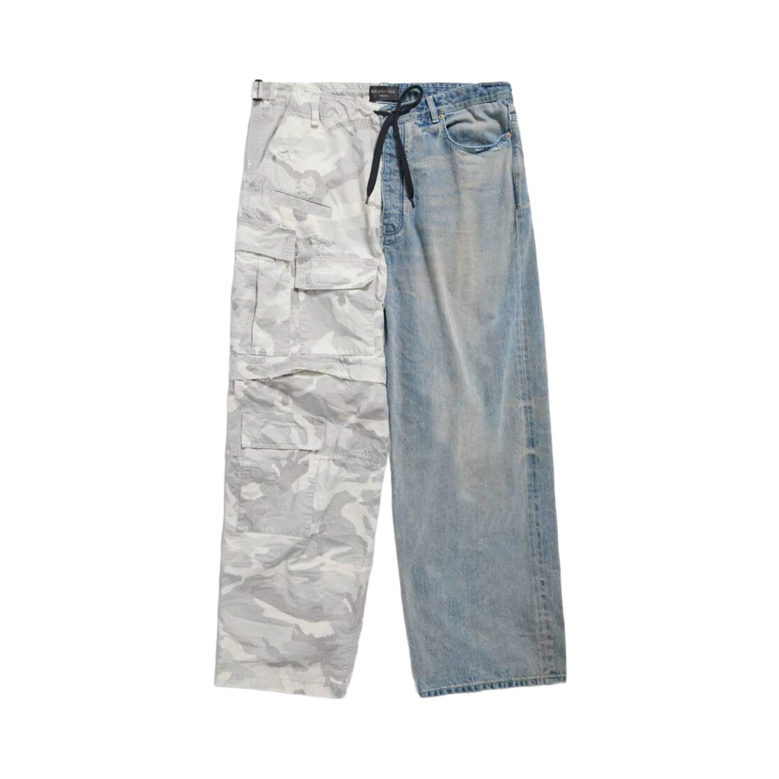 BALENCIAGA GRAYSCALE CAMO HYBRID BAGGY PANTS LIGHT BLUE