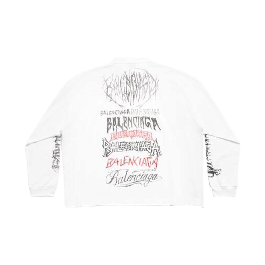 BALENCIAGA DIY METAL LONG SLEEVE T-SHIRT MEDIUM FIT IN WHITE BLACK RED