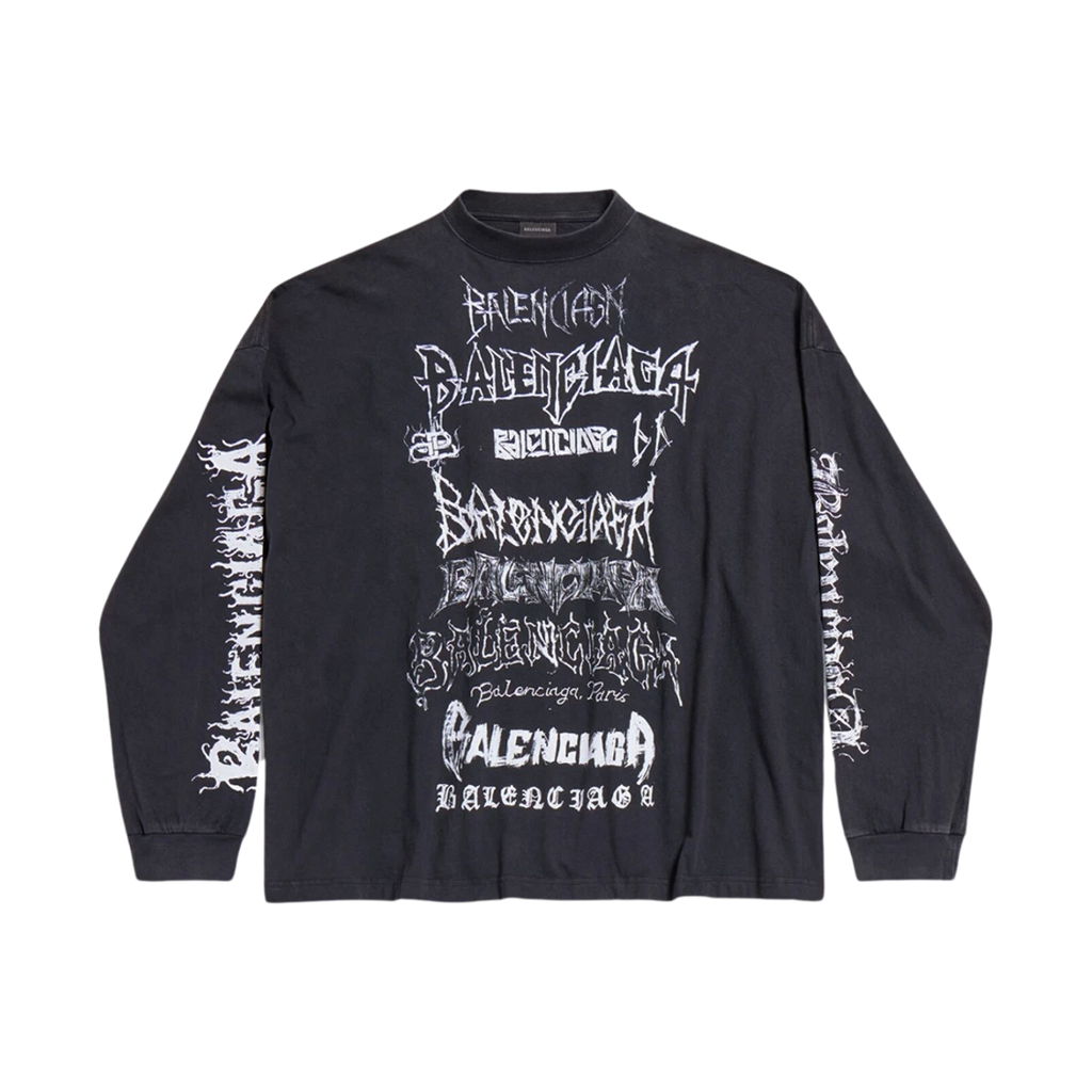 BALENCIAGA DIY METAL LONG SLEEVE T-SHIRT MEDIUM FIT IN BLACK WHITE