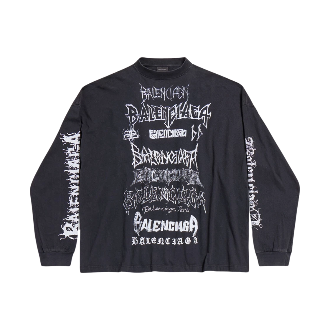 BALENCIAGA DIY METAL LONG SLEEVE T-SHIRT MEDIUM FIT IN BLACK WHITE